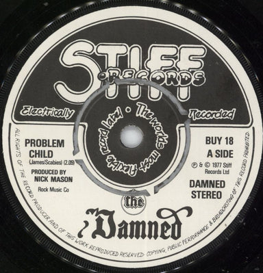 The Damned Problem Child - 1st - P/S + 'Dave Vanian Sucks' run-out UK 7" vinyl single (7 inch record / 45) DAM07PR807373