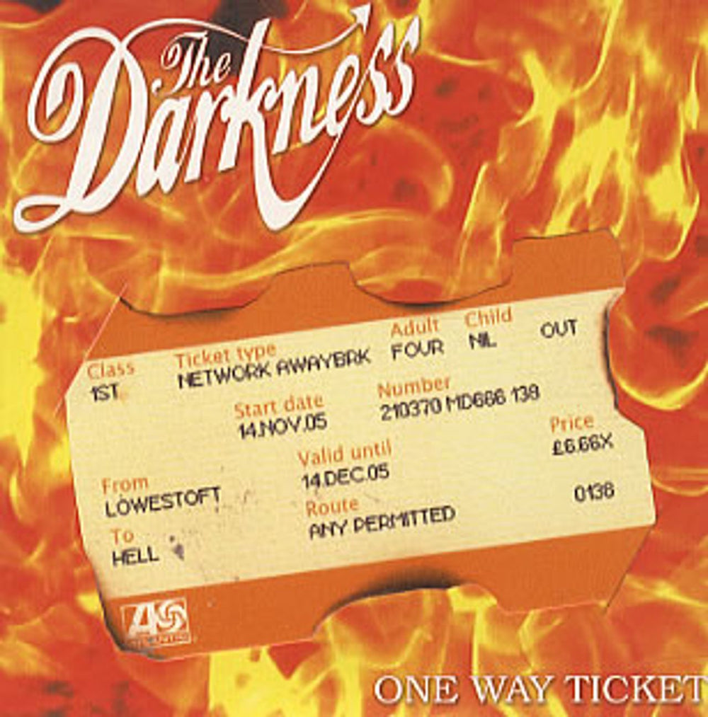 The Darkness One Way Ticket With Ticket Sleeve UK Promo CD single (CD5 / 5") SAM01075