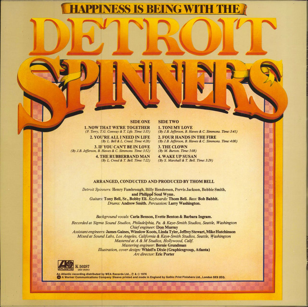 The Detroit Spinners Happiness Is Being With The Detroit Spinners UK vinyl LP album (LP record)