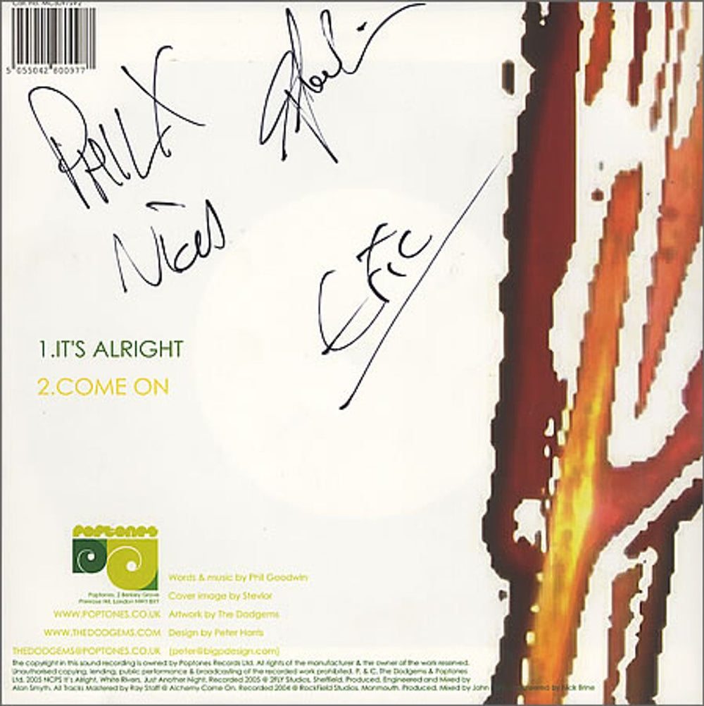 The Dodgems It's Alright - Part 2 Fully Autographed UK 7" vinyl single (7 inch record / 45) TQG07IT366993