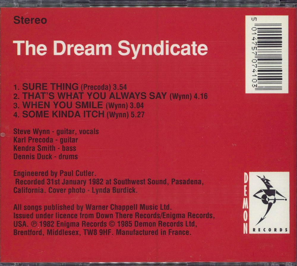 The Dream Syndicate The Dream Syndicate UK Promo CD single (CD5 / 5")