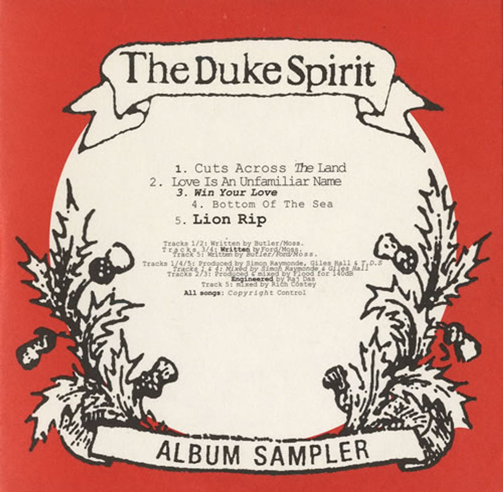 The Duke Spirit Cuts Across The Land - Album Sampler UK Promo CD single (CD5 / 5") DUKESPIRIT6