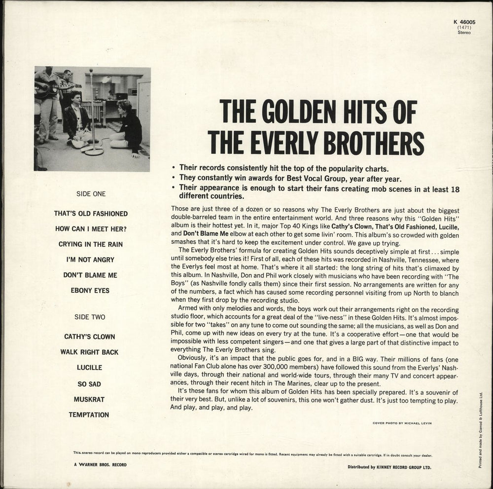 The Everly Brothers The Golden Hits Of The Everly Brothers UK vinyl LP album (LP record)