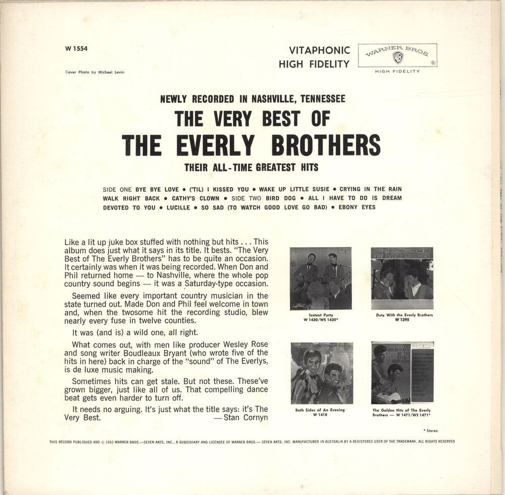 The Everly Brothers The Very Best Of The Everly Brothers Australian vinyl LP album (LP record) EBRLPTH689024