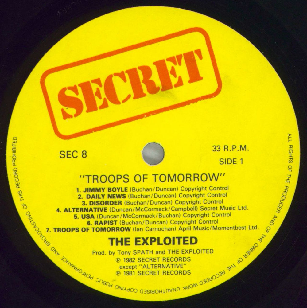 The Exploited Troops Of Tomorrow - VG UK vinyl LP album (LP record) EXDLPTR825266