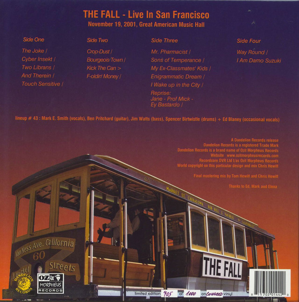 The Fall Live In San Francisco - 180gm Purple Vinyl + CD UK 2-LP vinyl record set (Double LP Album) 811702014420