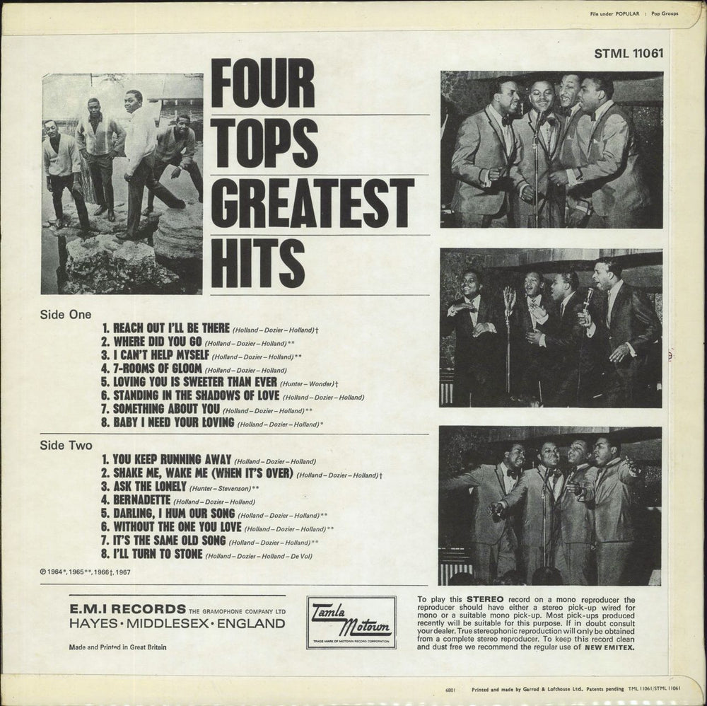 The Four Tops Greatest Hits - 1st UK vinyl LP album (LP record)