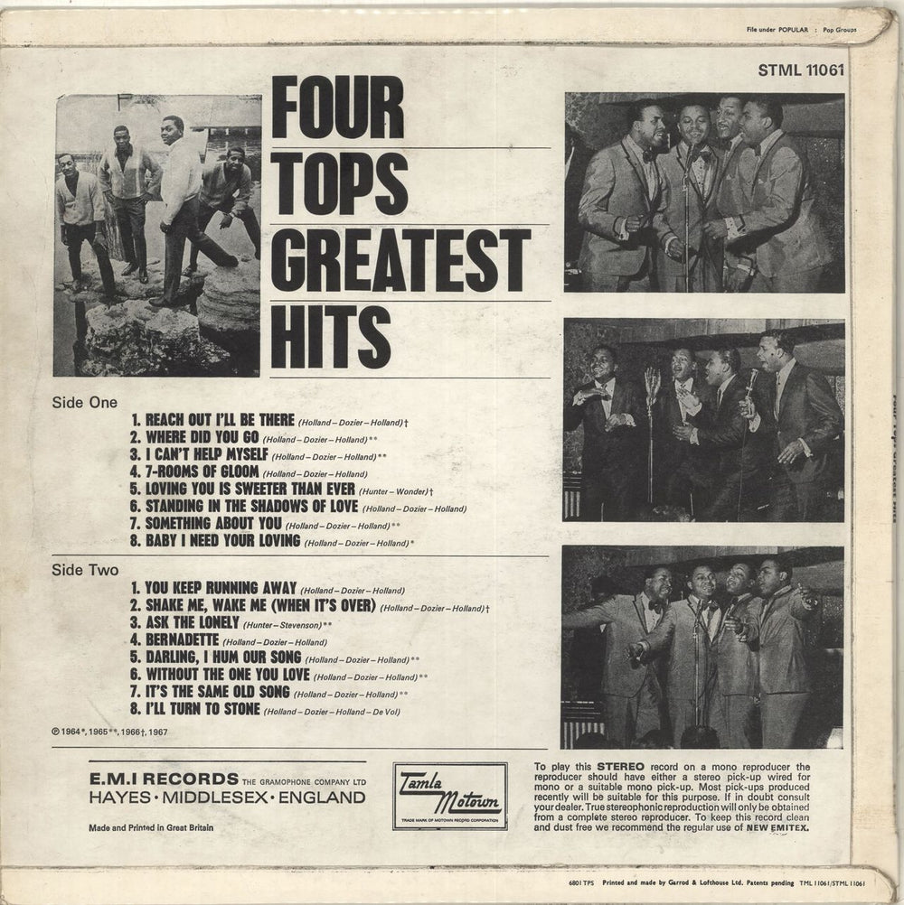 The Four Tops Greatest Hits - 1st UK vinyl LP album (LP record) FTPLPGR239211