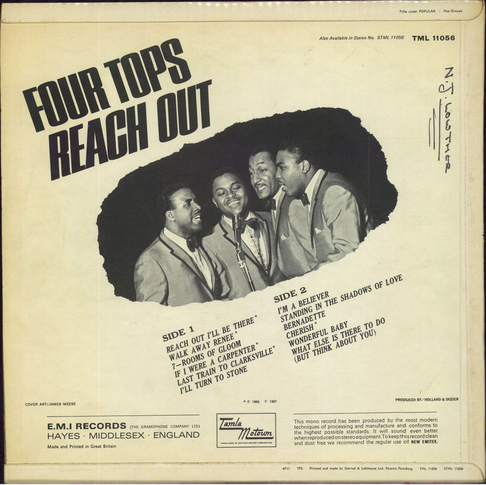 The Four Tops Reach Out - WOS UK vinyl LP album (LP record)