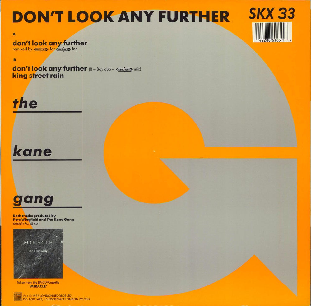 The Kane Gang Don't Look Any Further UK 12" vinyl single (12 inch record / Maxi-single) 042288618317