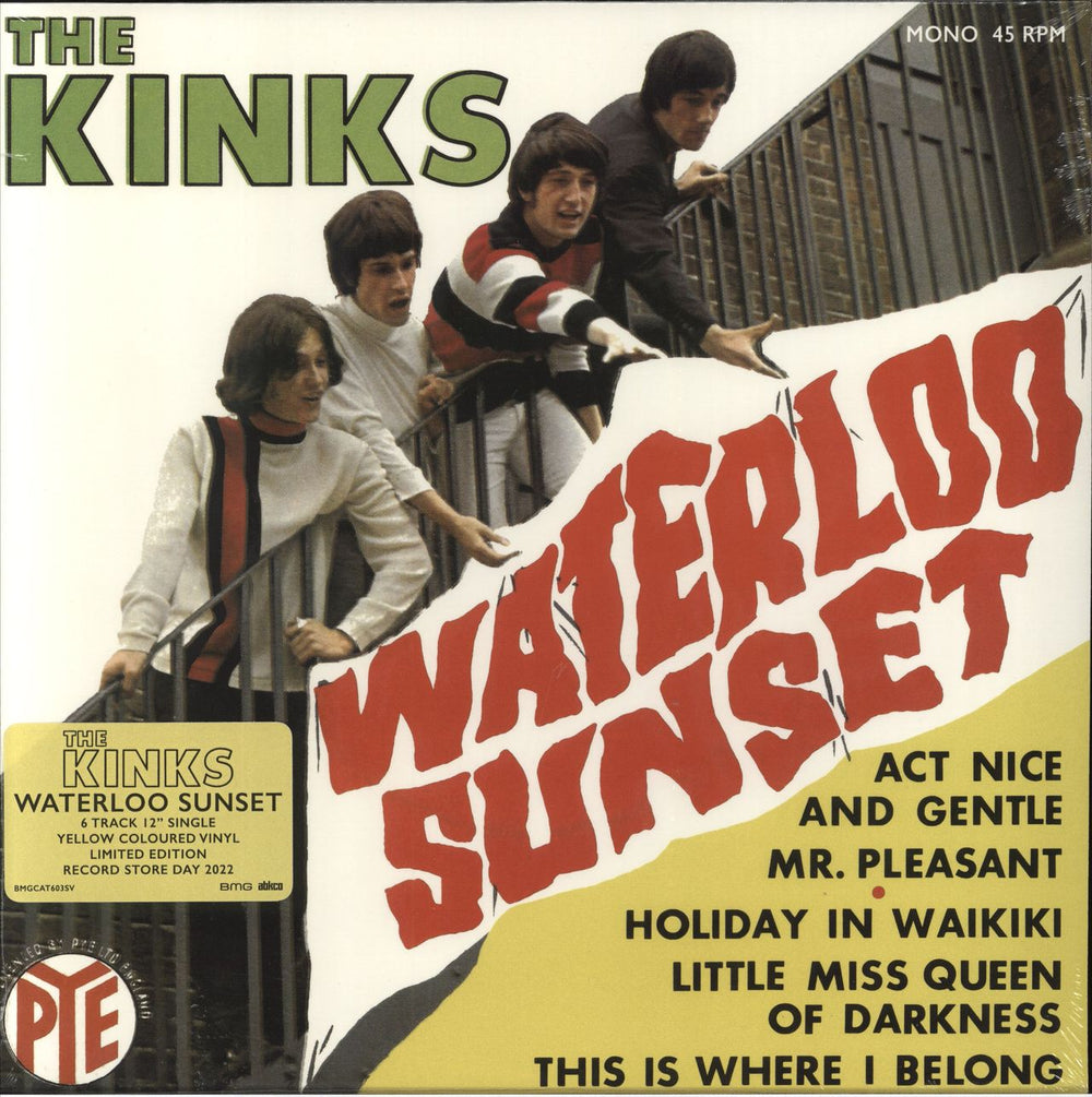 The Kinks Waterloo Sunset EP - RSD 2022 - Yellow Vinyl - Sealed UK 12" vinyl single (12 inch record / Maxi-single) BMGCAT603SV