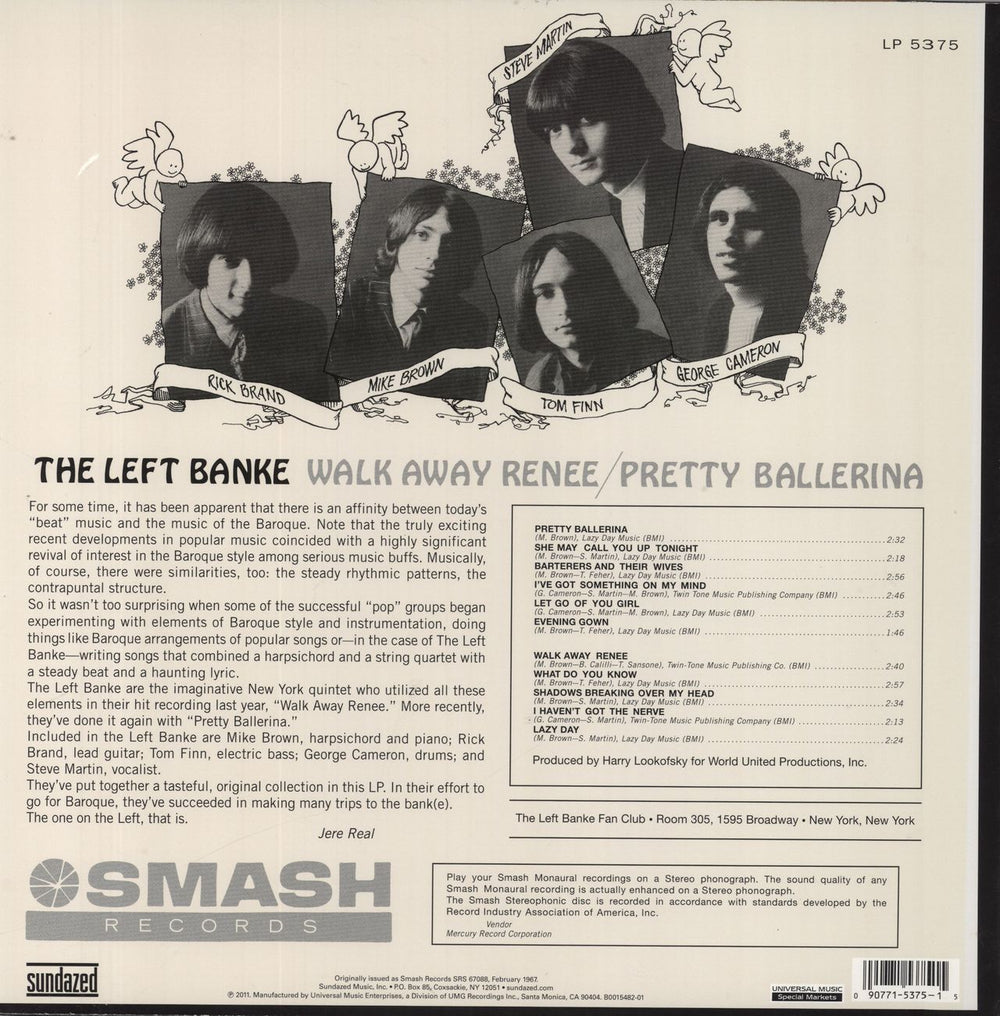 The Left Banke Walk Away Renée / Pretty Ballerina US vinyl LP album (LP record) 090771537515