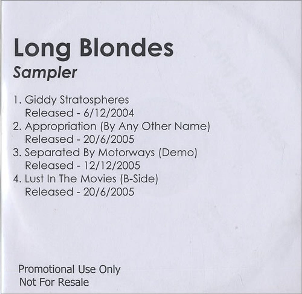 The Long Blondes Someone To Drive You Home - Sampler UK Promo CD-R acetate CD-R ACETATE