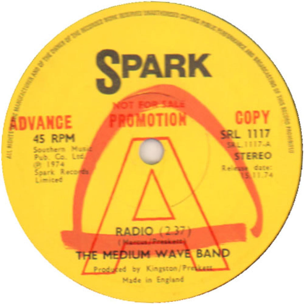 The Medium Wave Band Radio - A-Label UK Promo 7" vinyl single (7 inch record / 45) SRL1117