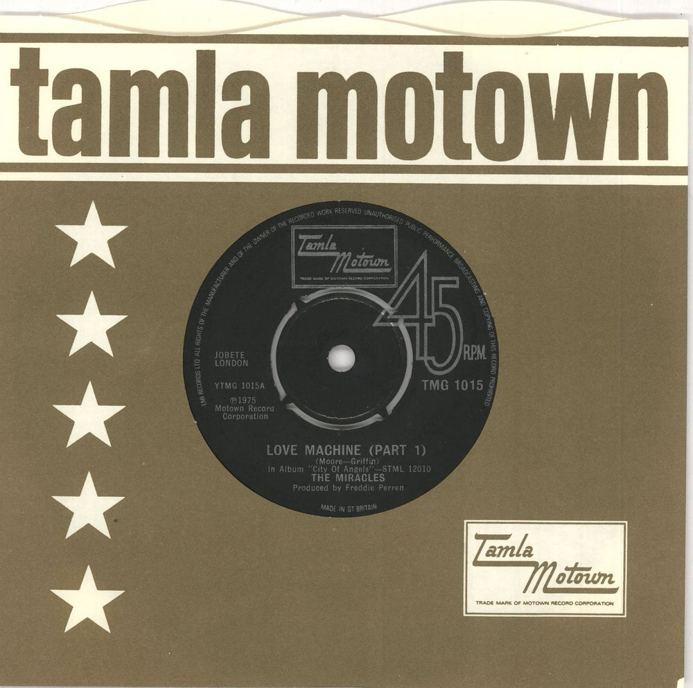 The Miracles Love Machine UK 7" vinyl single (7 inch record / 45) TMG1015