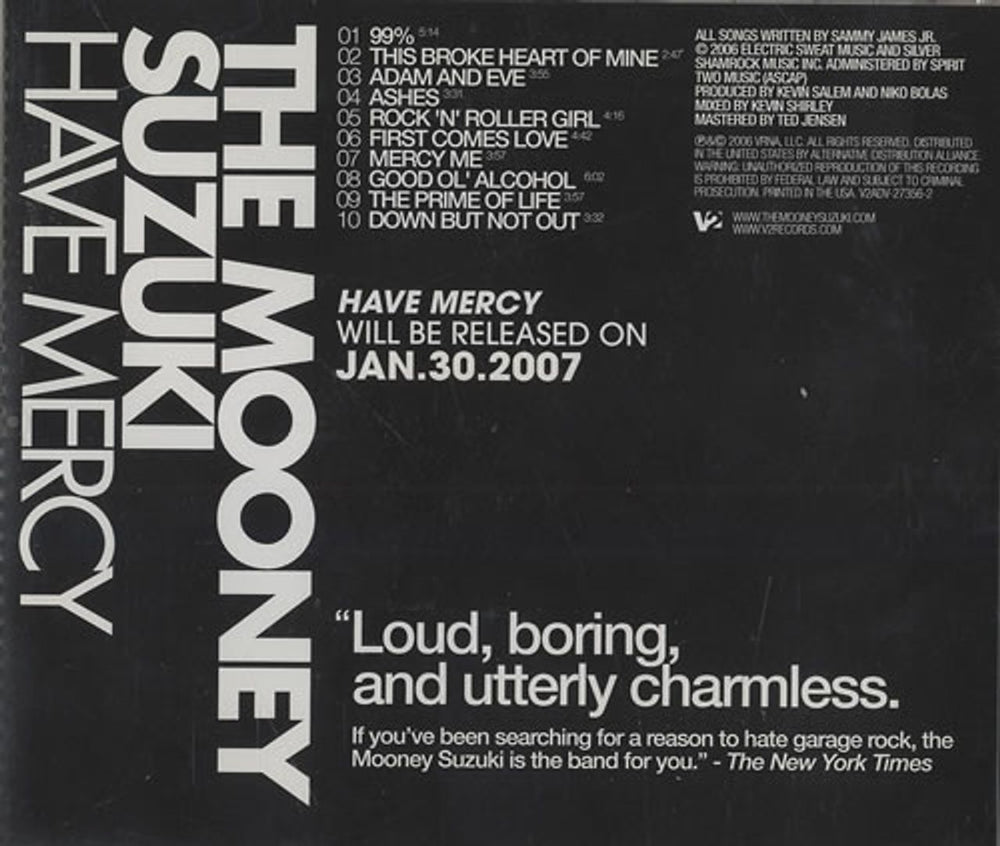 The Mooney Suzuki Have Mercy US Promo CD album (CDLP) V2ADV-27356-2