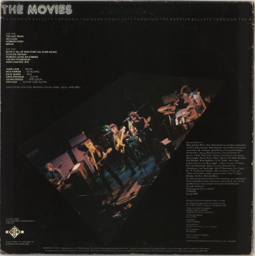 The Movies Bullets Through The Barrier - Clear Vinyl UK vinyl LP album (LP record)