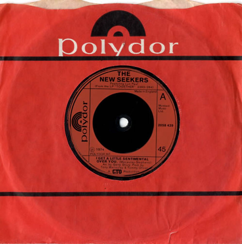 The New Seekers I Get A Little Sentimental Over You - Inj UK 7" vinyl single (7 inch record / 45) 2058439