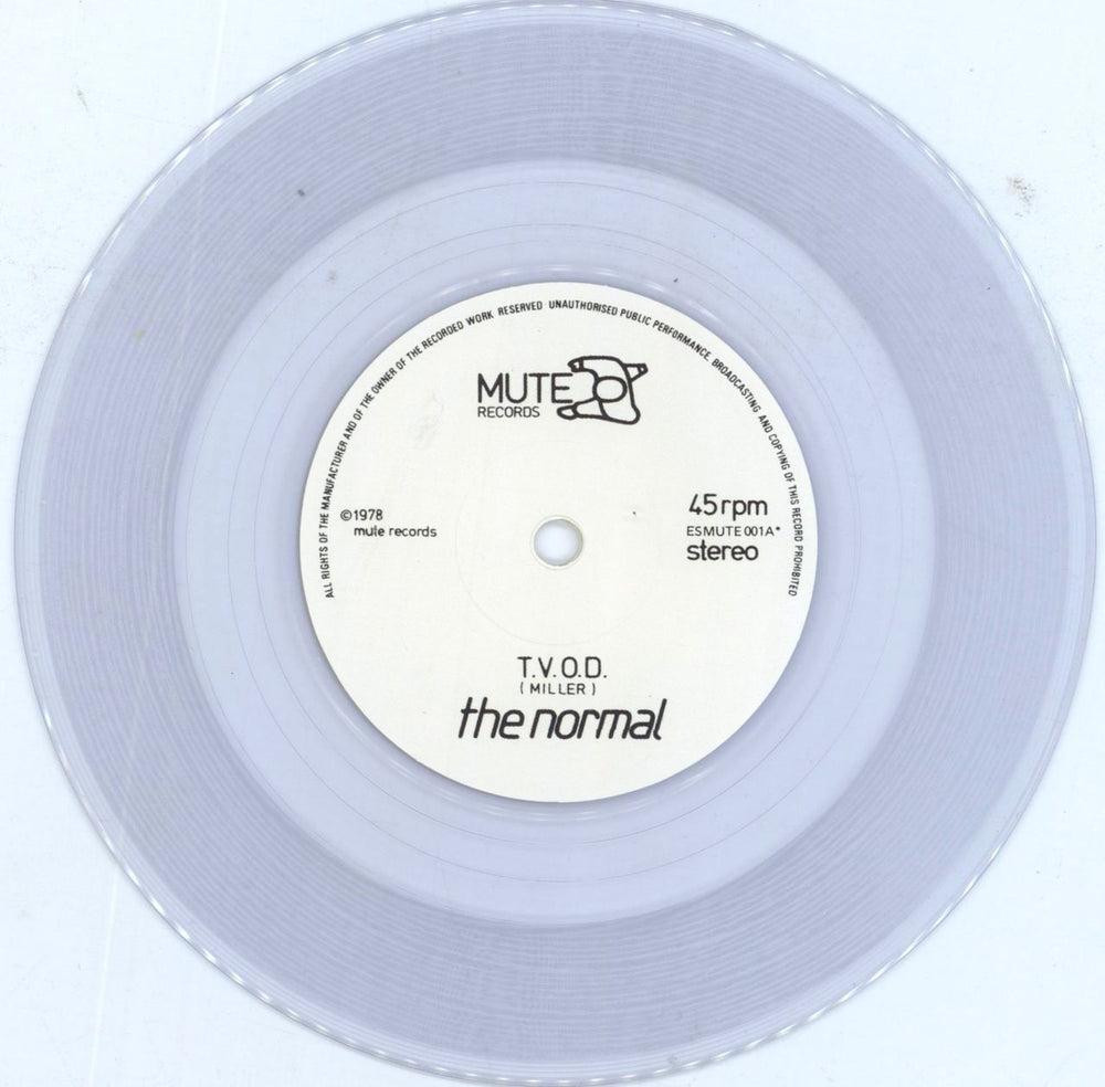 The Normal T.V.O.D. - Clear Vinyl UK 7" vinyl single (7 inch record / 45) NML07TV808232