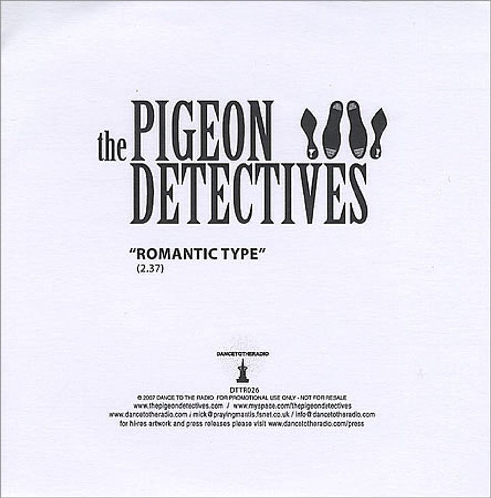 The Pigeon Detectives Romantic Type UK Promo CD-R acetate DTTR026