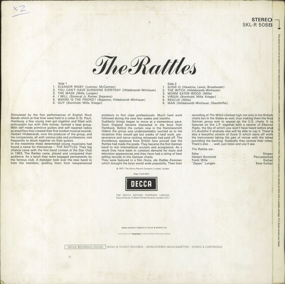 The Rattles The Rattles UK vinyl LP album (LP record)