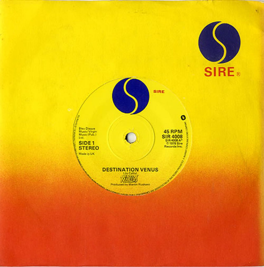 The Rezillos Destination Venus UK 7" vinyl single (7 inch record / 45) SIR4008