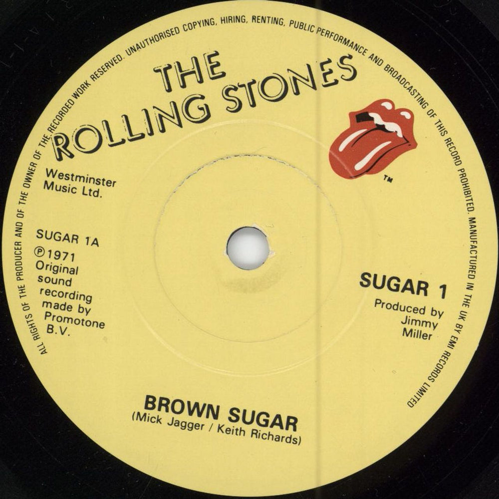 The Rolling Stones Brown Sugar UK 7" vinyl single (7 inch record / 45) ROL07BR780963