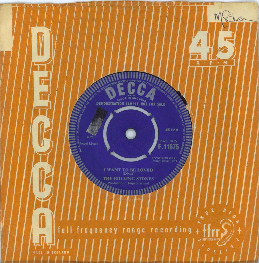 The Rolling Stones Come On - 'A' Label UK Promo 7" vinyl single (7 inch record / 45)