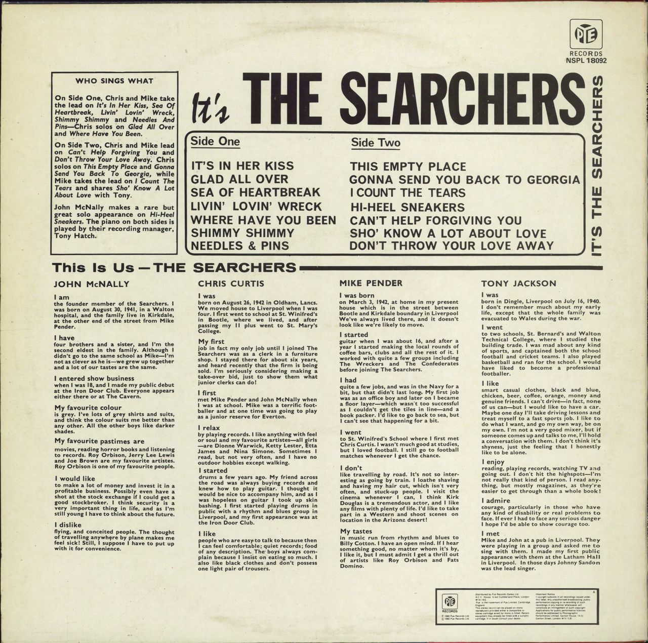 The Searchers It's The Searchers UK Vinyl LP — RareVinyl.com