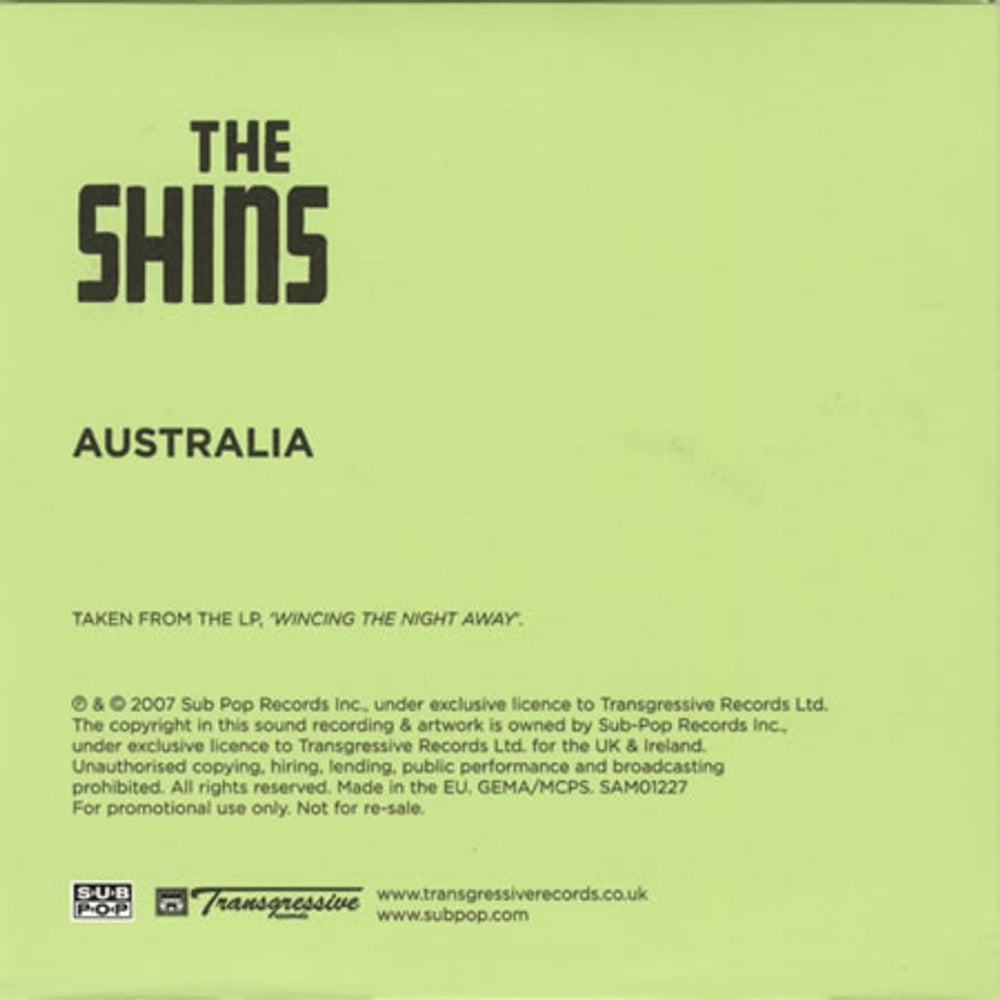 The Shins Australia UK Promo CD single (CD5 / 5") TIHC5AU398105