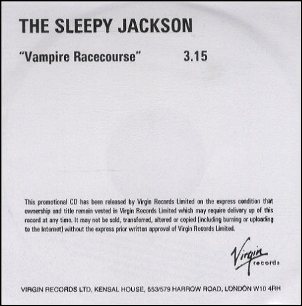 The Sleepy Jackson Vampire Racecourse UK Promo CD-R acetate CD-R ACETATE