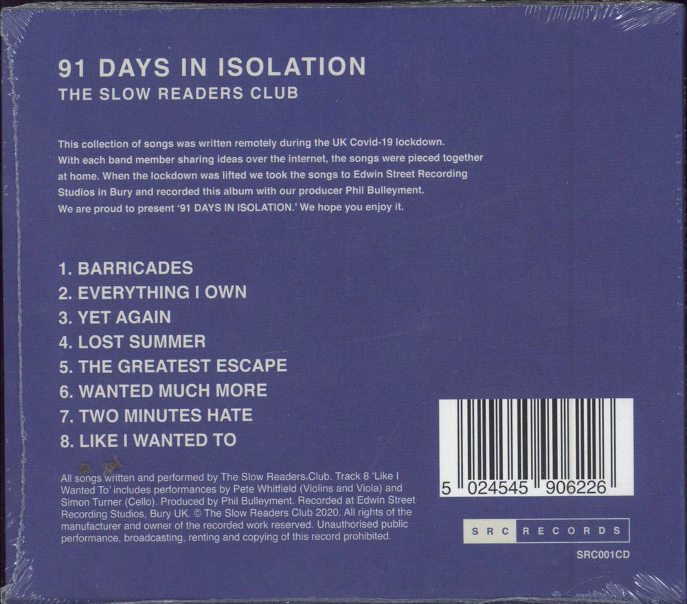 The Slow Readers Club 91 Days In Isolation - Sealed UK CD album (CDLP) 4J4CDDA787523