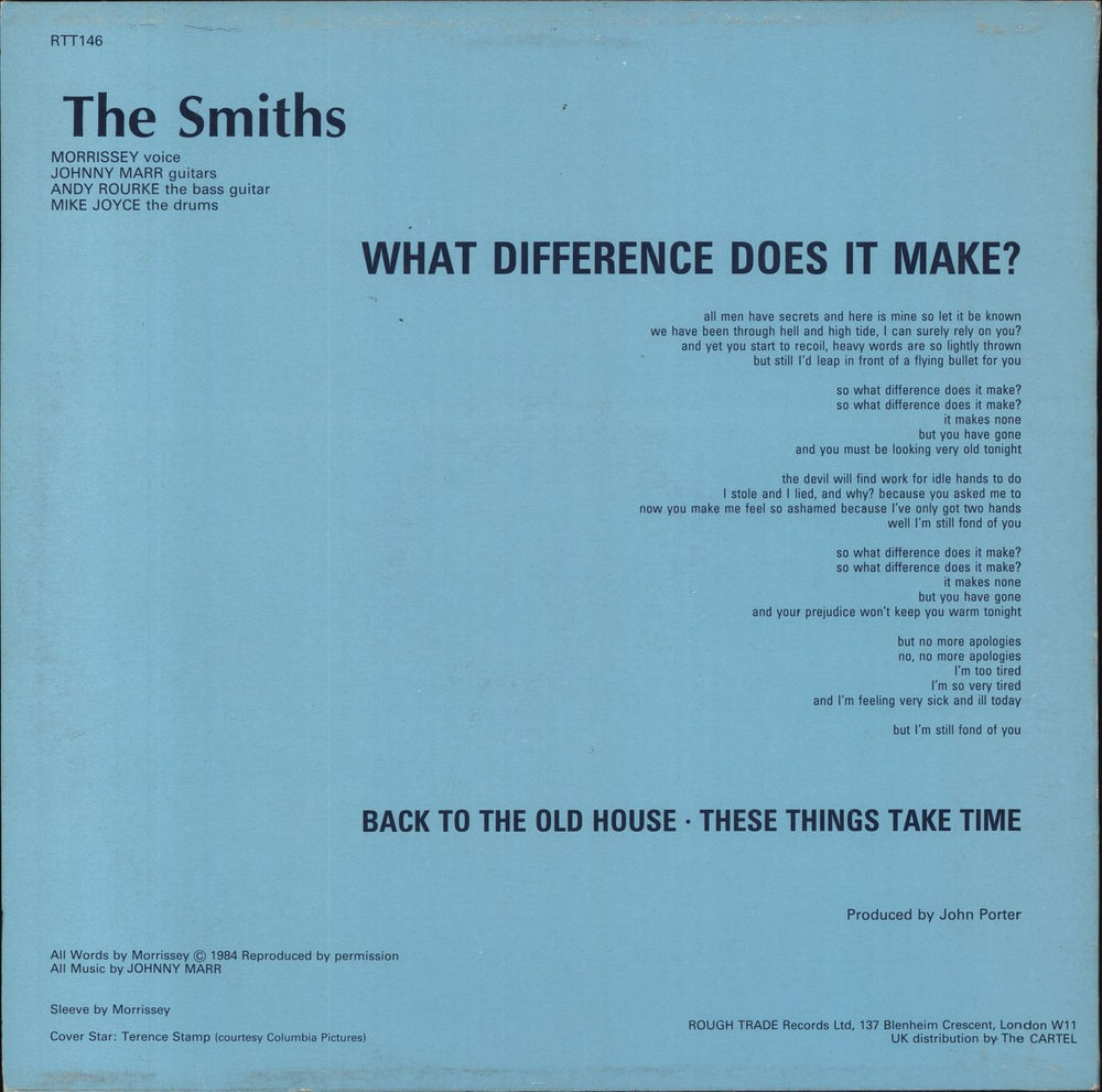 The Smiths What Difference Does It Make - Stamp Sleeve with 'Smiths' logo UK 12" vinyl single (12 inch record / Maxi-single)