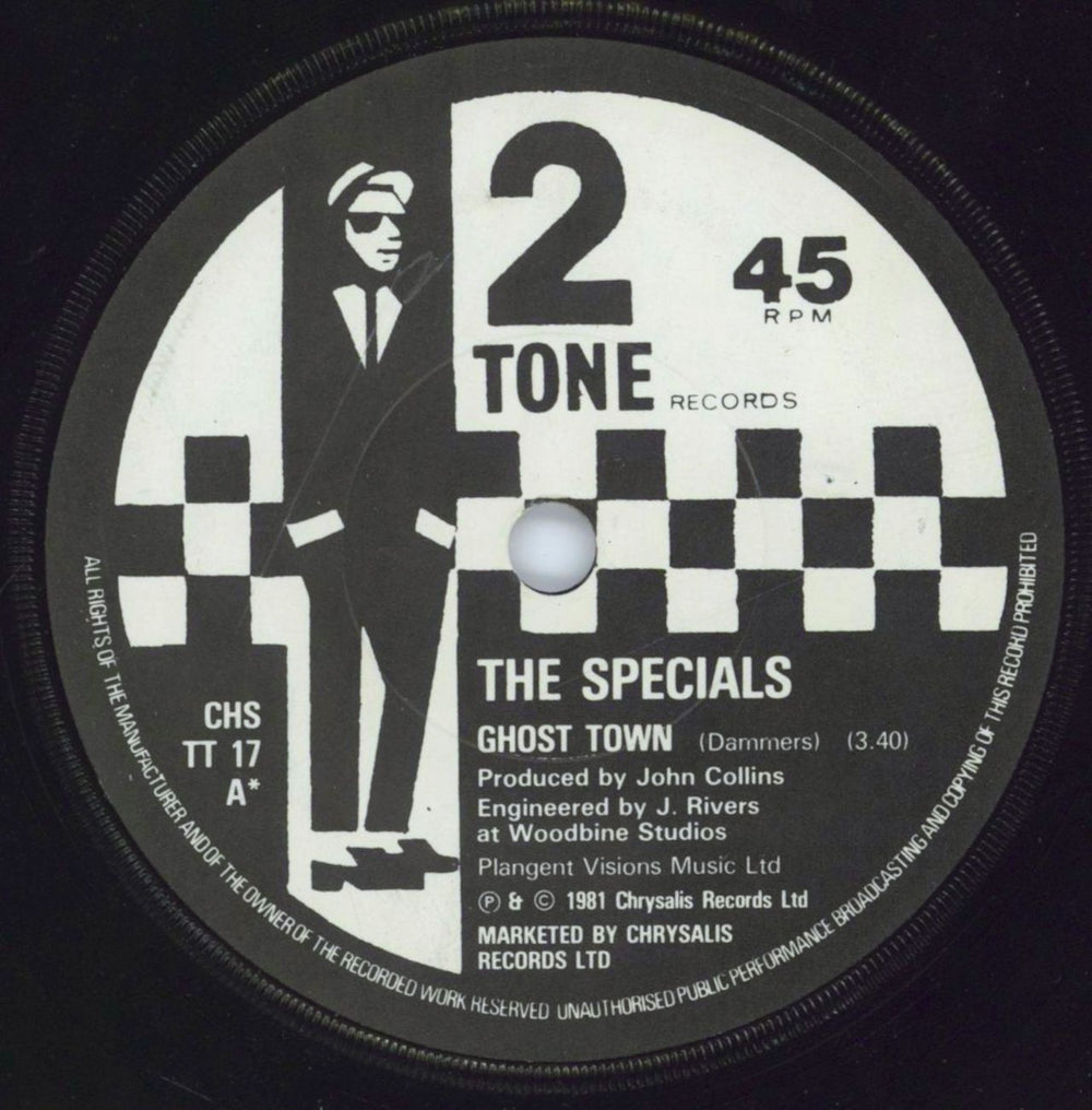 The Specials Ghost Town - Paper Label - P/S - EX UK 7" vinyl single (7 inch record / 45) SPE07GH808649