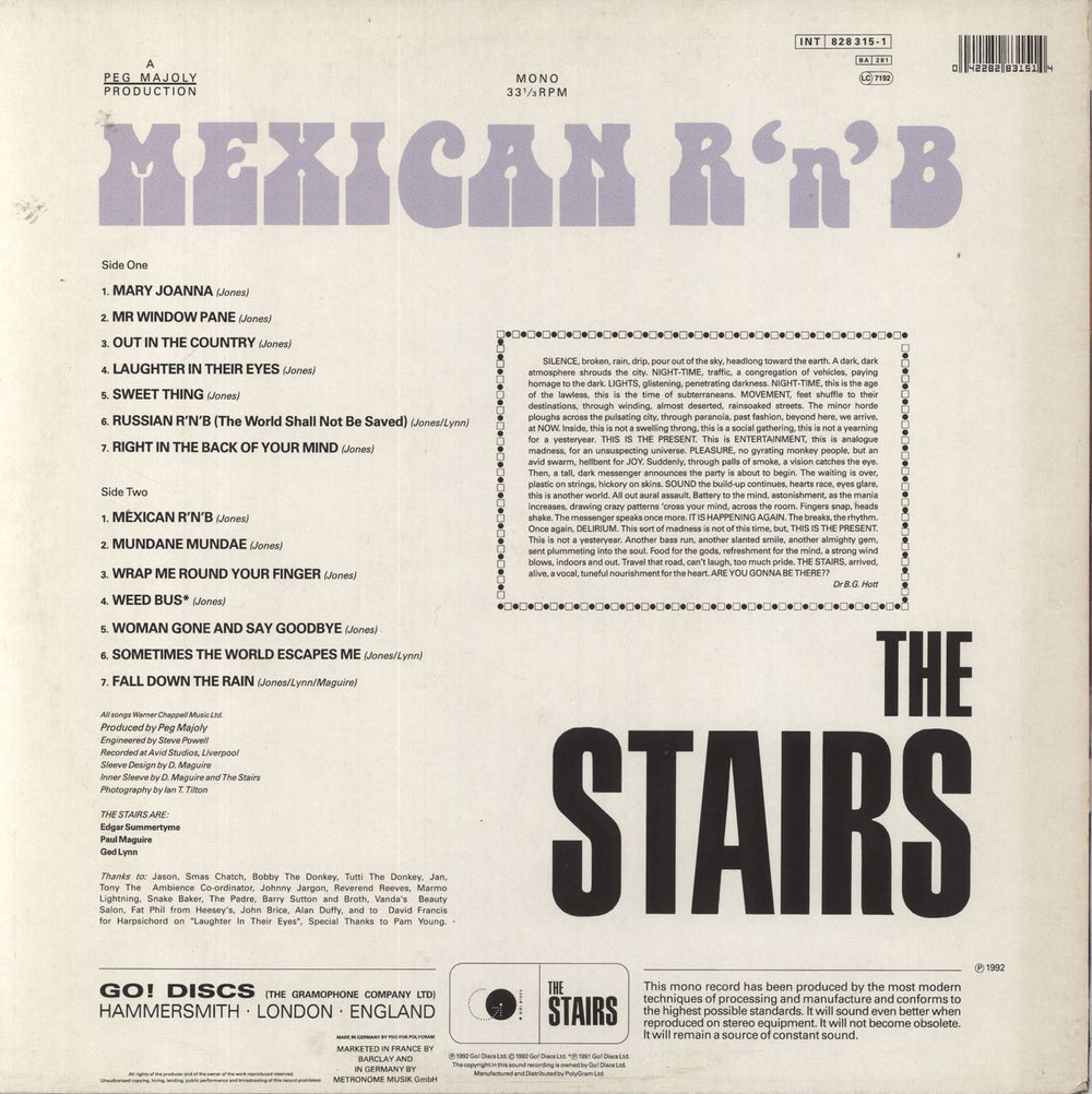 The Stairs Mexican R'n'B UK vinyl LP album (LP record) 042282831514