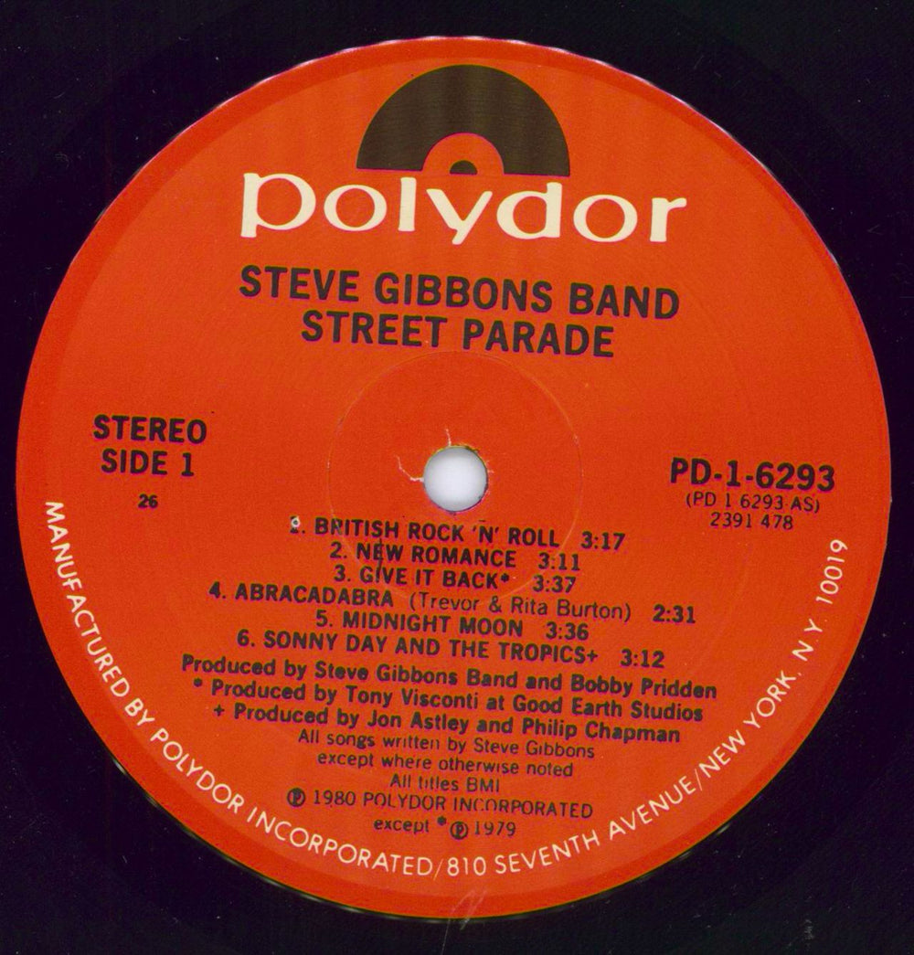 The Steve Gibbons Band Street Parade US vinyl LP album (LP record) BBVLPST792441