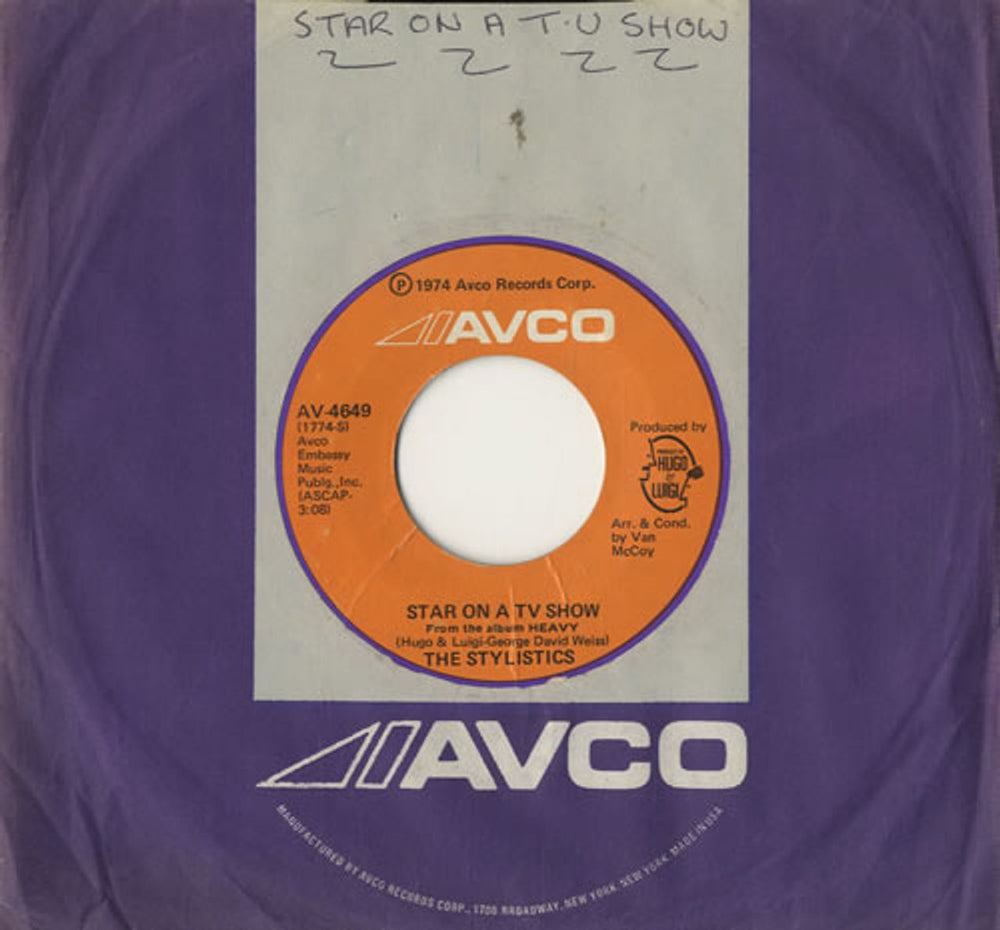 The Stylistics Star On A TV Show US 7" vinyl single (7 inch record / 45) AV4649