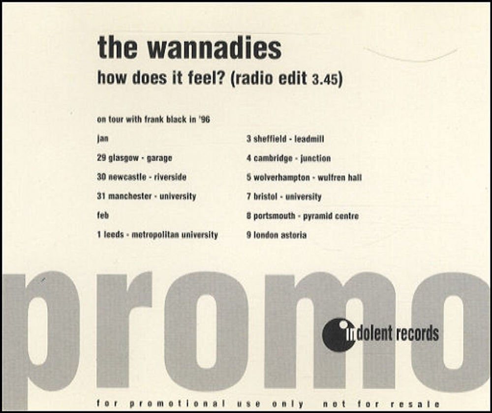 The Wannadies How Does It Feel? UK Promo CD single (CD5 / 5") DOLE028