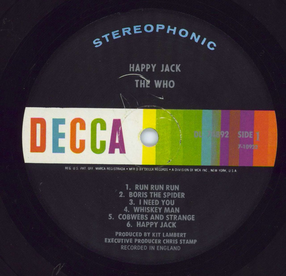 The Who Happy Jack US vinyl LP album (LP record) WHOLPHA798843