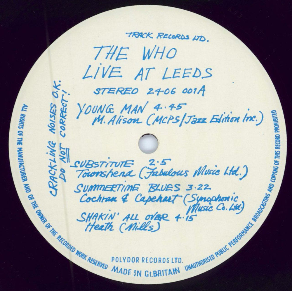 The Who Live At Leeds - 2nd Red - Complete UK vinyl LP album (LP record) WHOLPLI779810