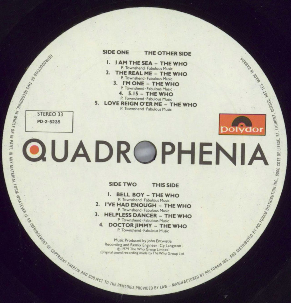 The Who Quadrophenia Soundtrack UK 2-LP vinyl record set (Double LP Album) WHO2LQU823515