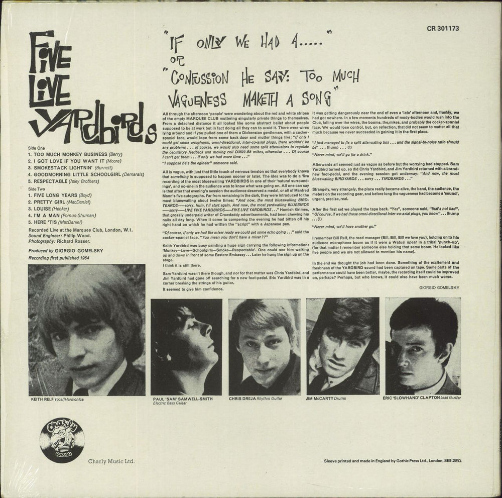 The Yardbirds Five Live Yardbirds UK vinyl LP album (LP record)