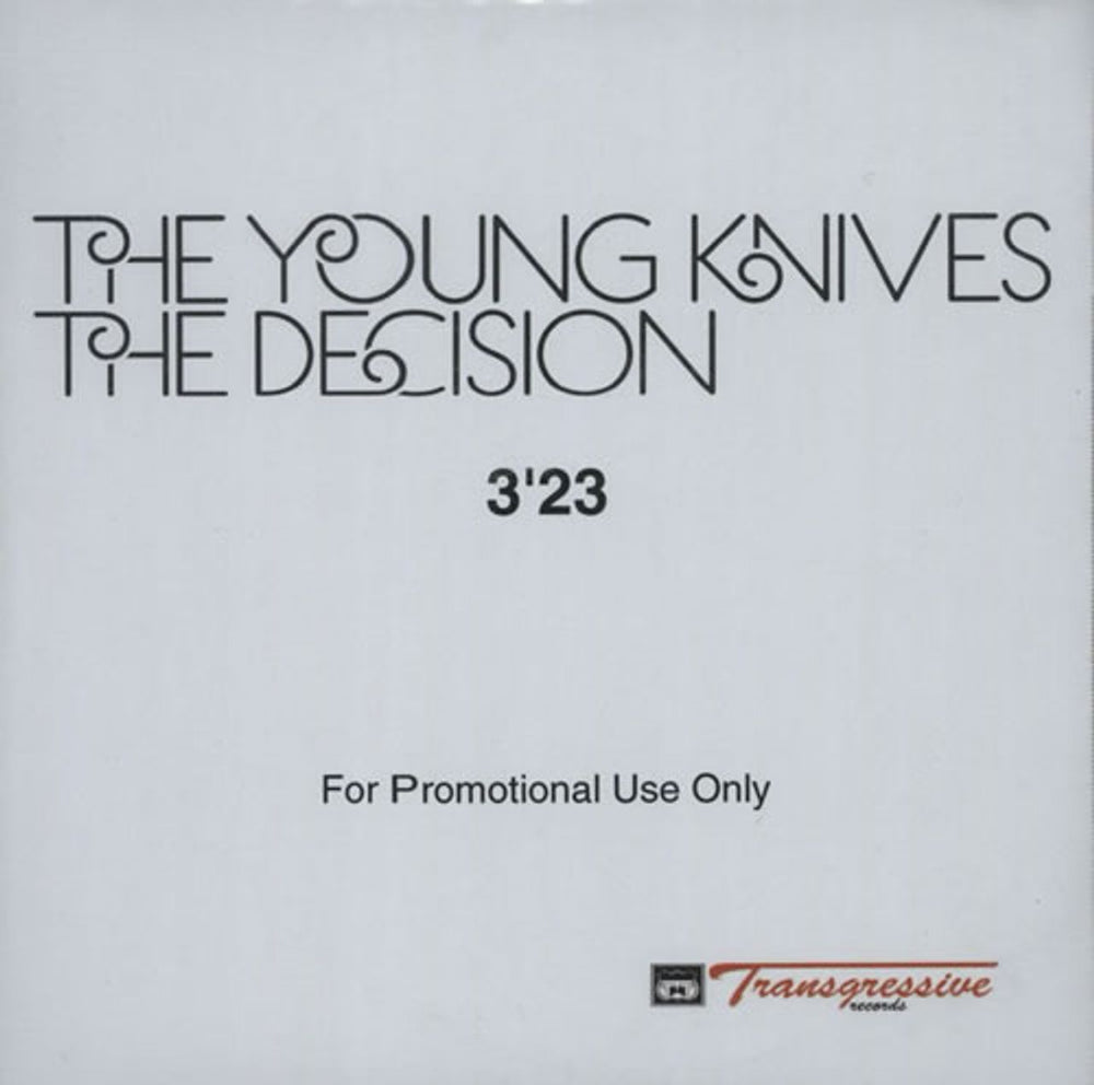 The Young Knives The Decision UK Promo CD-R acetate CD-R ACETATE