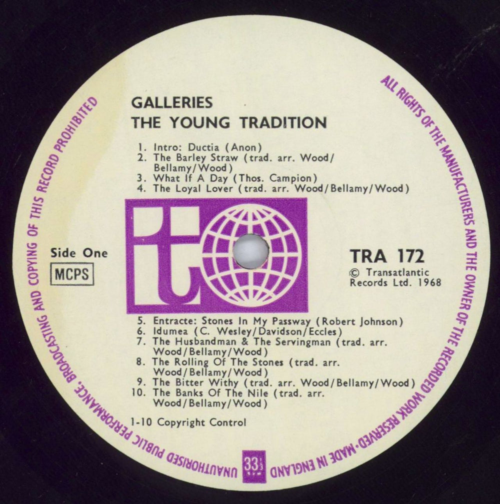 The Young Tradition Galleries - VG UK vinyl LP album (LP record) YT-LPGA820261