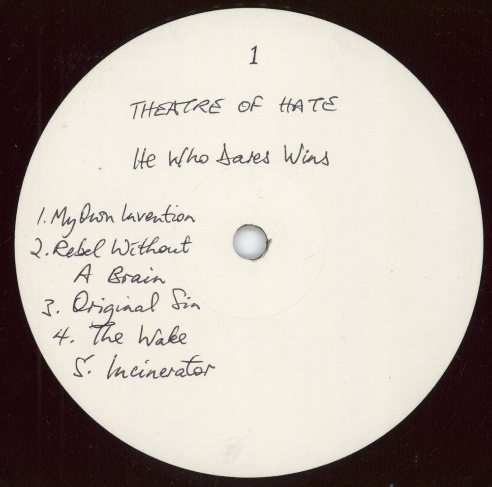 Theatre Of Hate He Who Dares Wins - Test Pressing UK vinyl LP album (LP record) SSSSS1