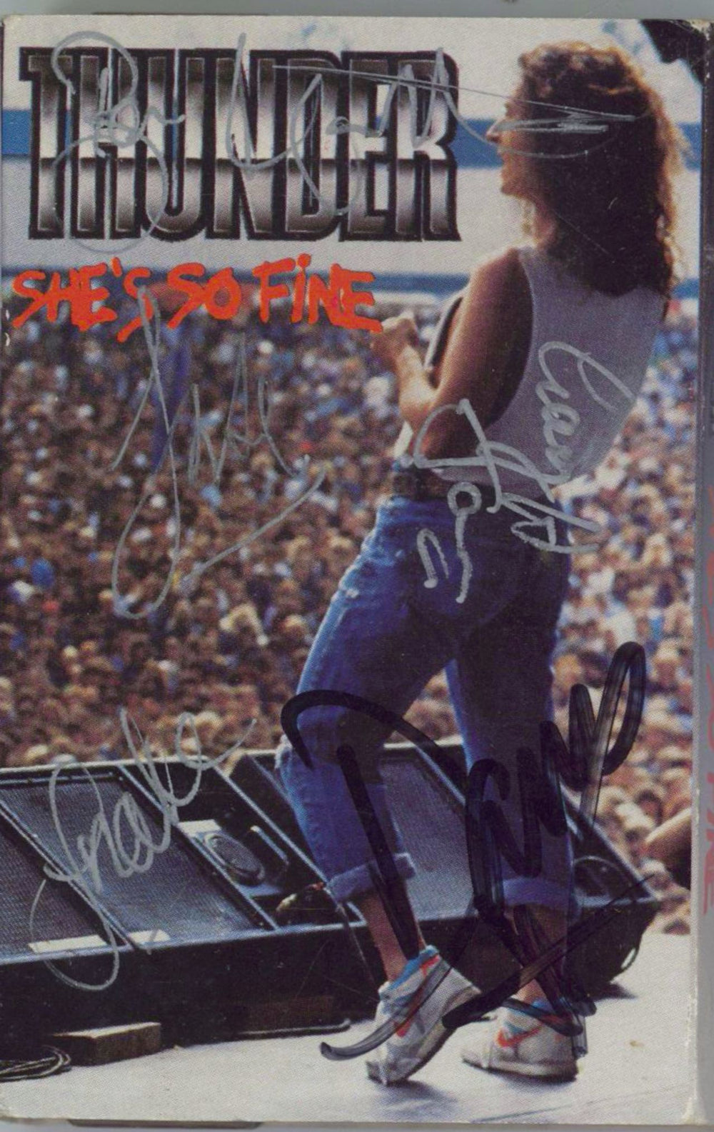 Thunder She's So Fine - Autographed UK cassette single TCEM158