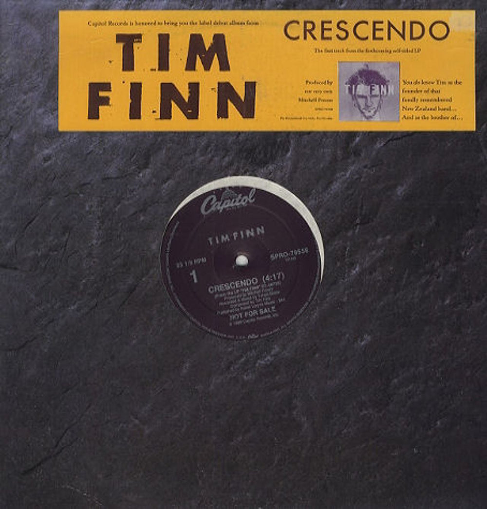 Tim Finn Crescendo US Promo 12" vinyl single (12 inch record / Maxi-single) SPRO79558