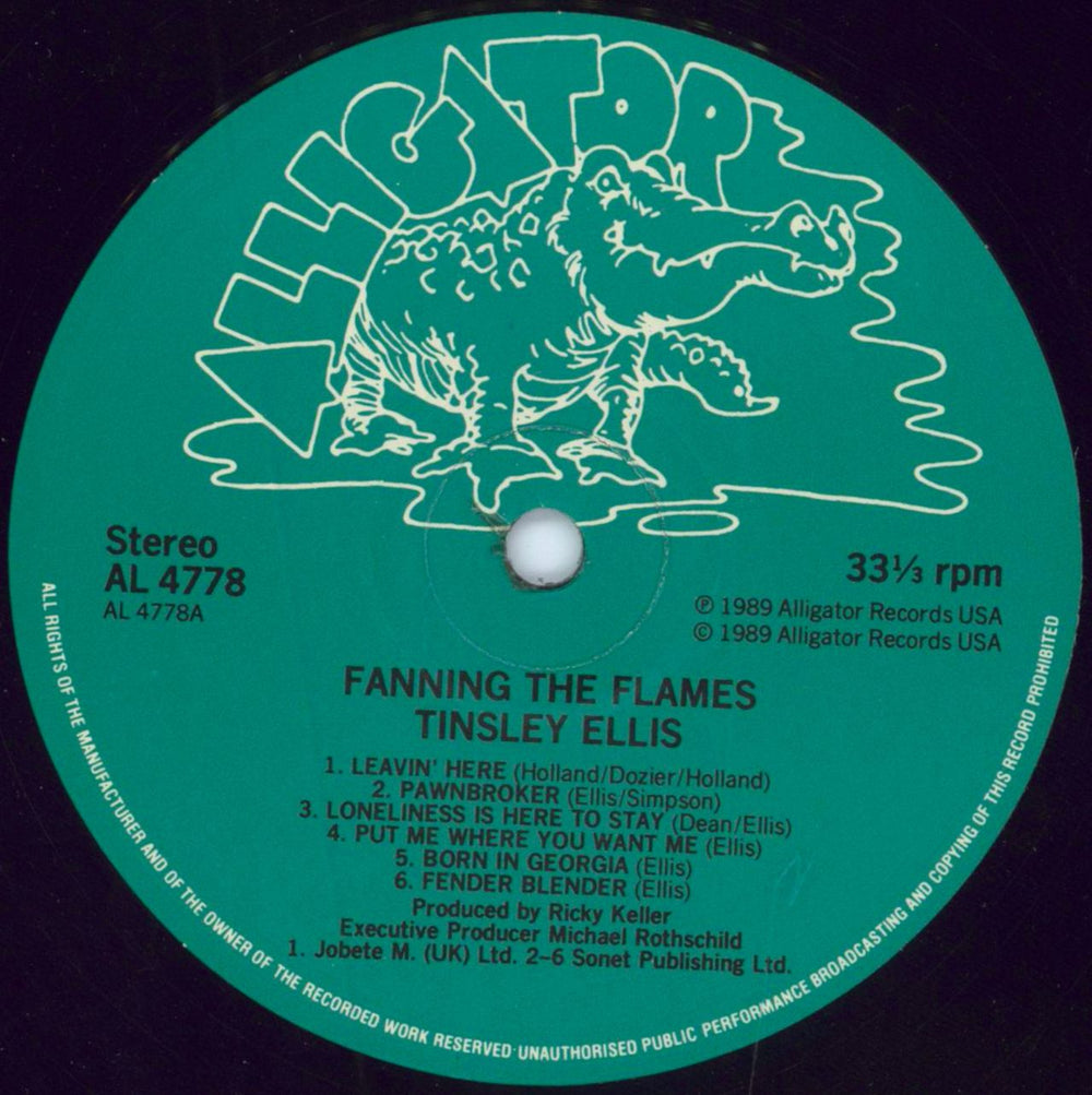 Tinsley Ellis Fanning The Flames US vinyl LP album (LP record) XXZLPFA796947