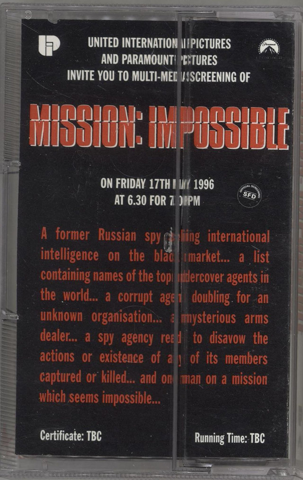 Tom Cruise Mission: Impossible UK cassette single