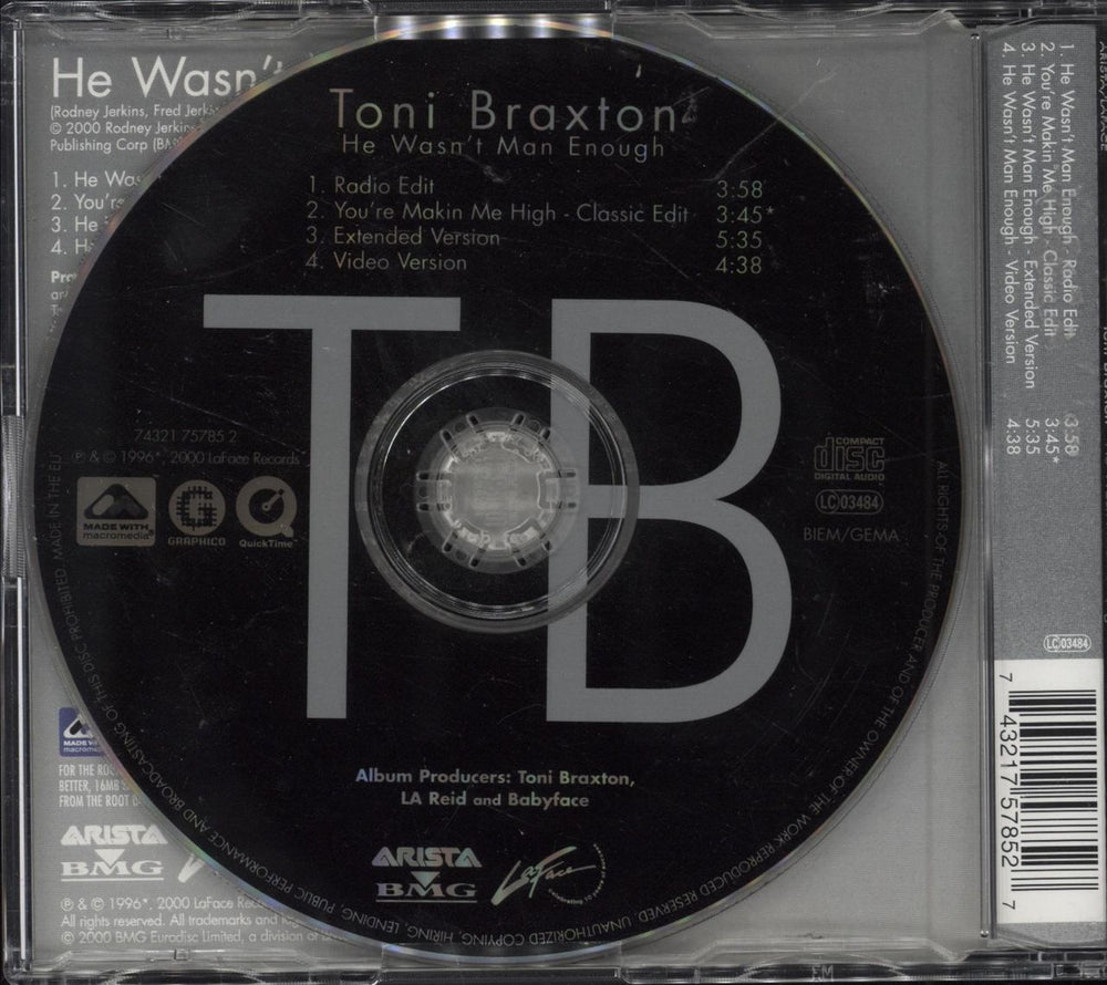 Toni Braxton He Wasn't Man Enough German CD single (CD5 / 5") TBXC5HE211018